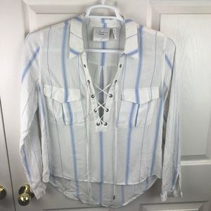 L'Academie Revolve Safari Striped Lace Up Top